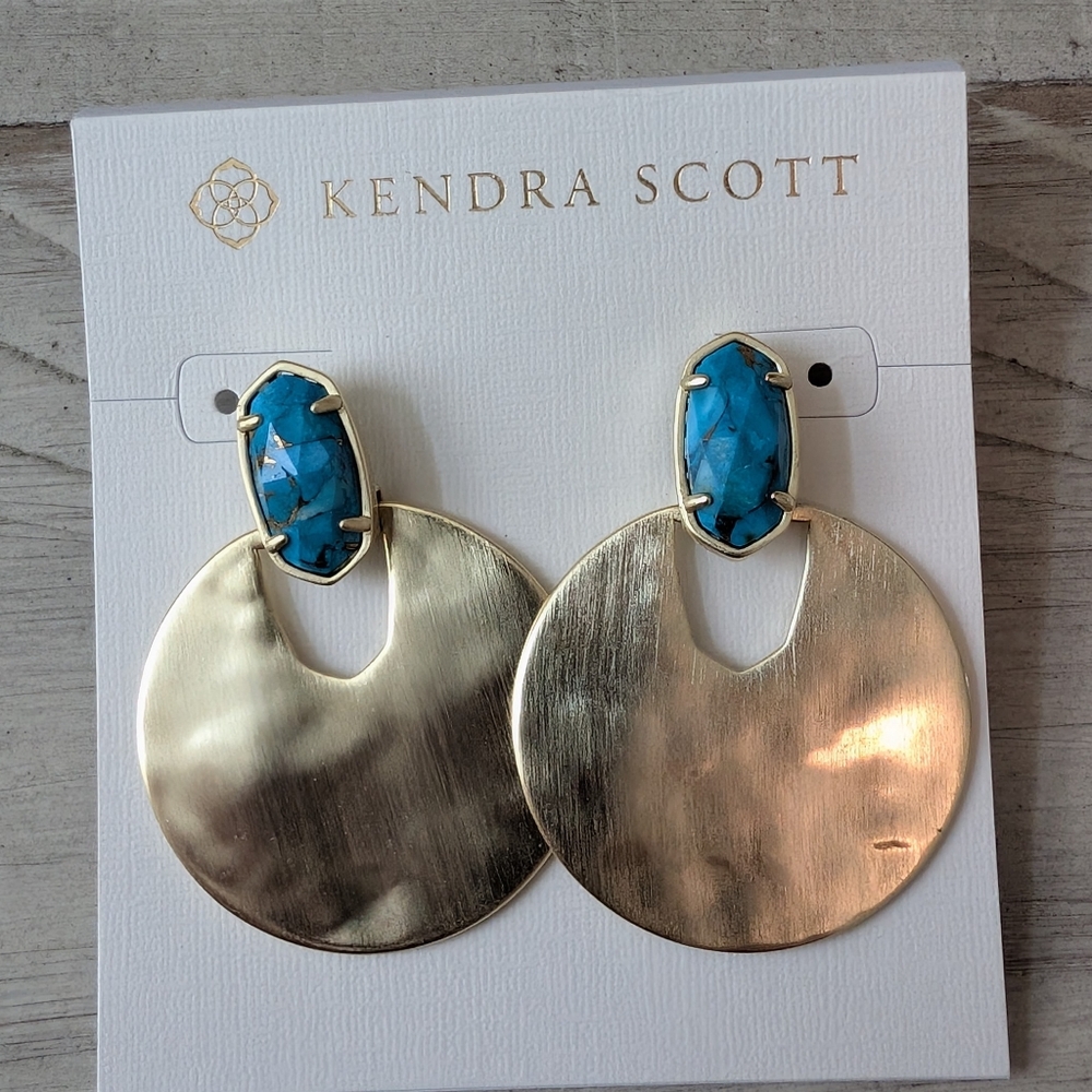 Kendra Scott Deena Gold and Gold Veined Turquoise Earrings